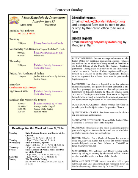 Bulletin June 8, 2014
