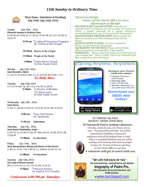 Bulletin July 10th, 2016
