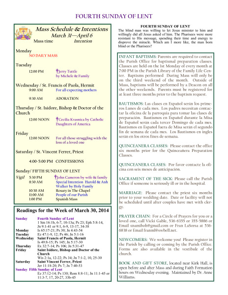 Bulletin March 30, 2014