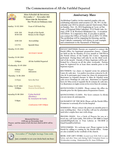 Bulletin November 2nd, 2014