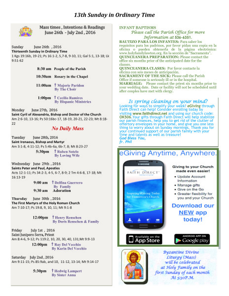 Bulletin June 26th, 2016
