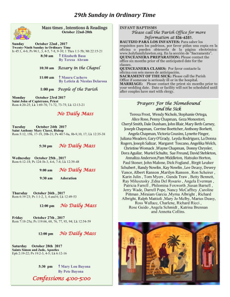 Bulletin October 22nd,2017