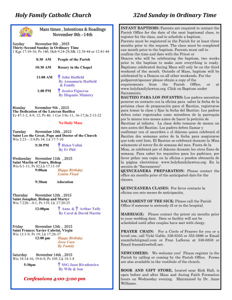Bulletin November 8th, 2015