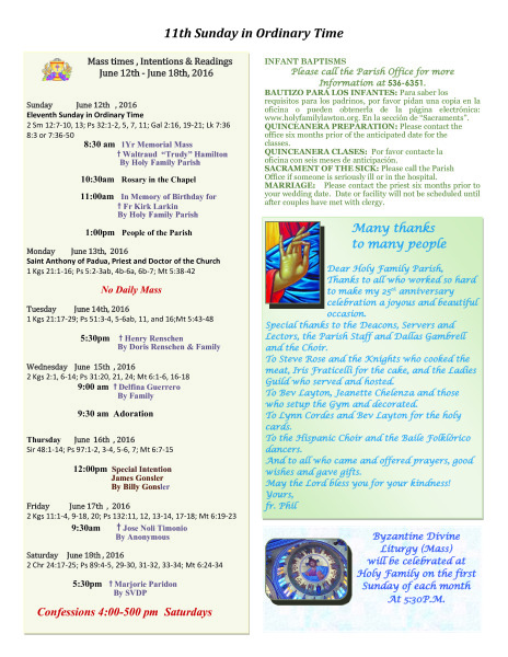 Bulletin June 12th, 2016