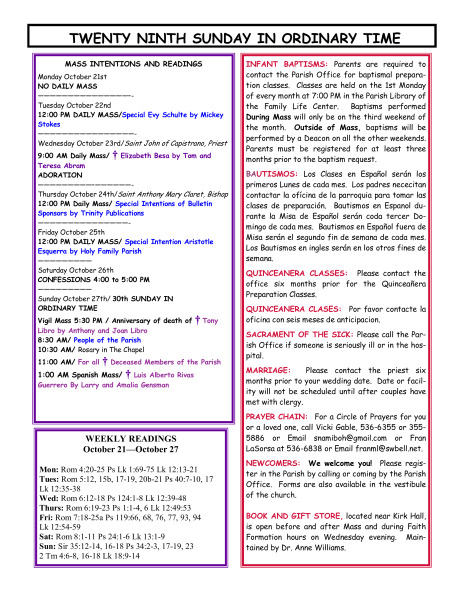 Bulletin October 20, 2013
