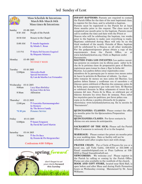 Bulletin March 8th, 2015