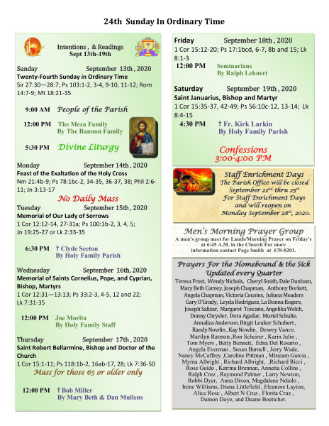 Bulletin September 13th, 2020