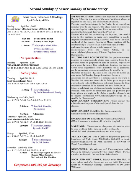 Bulletin  April 3rd, 2016