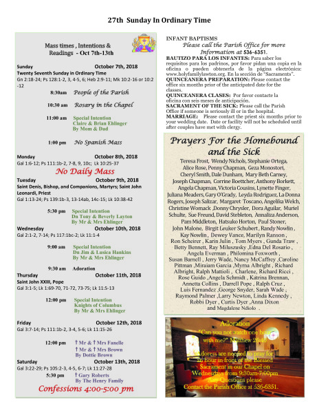 Bulletin  October7th, 2018