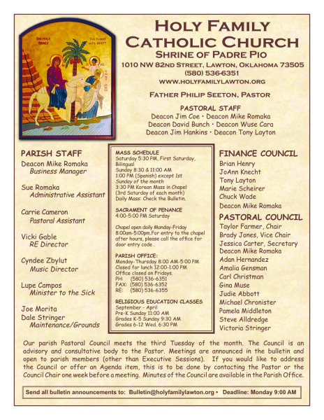 Bulletin October 13th, 2019