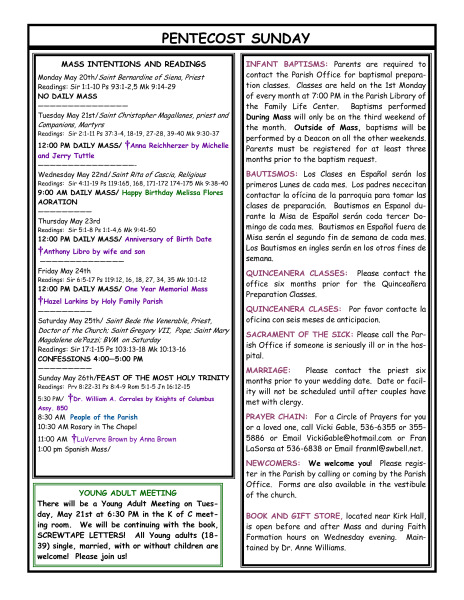 Bulletin May 19, 2013