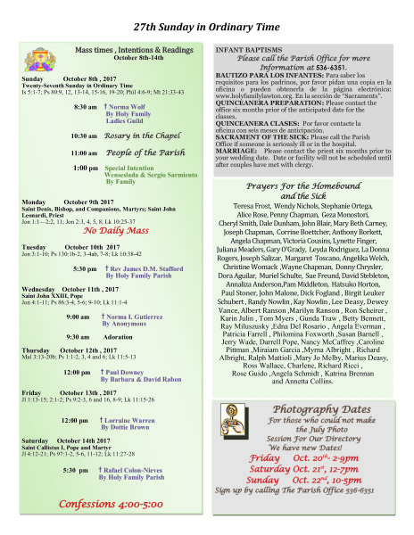 Bulletin October 8th, 2017