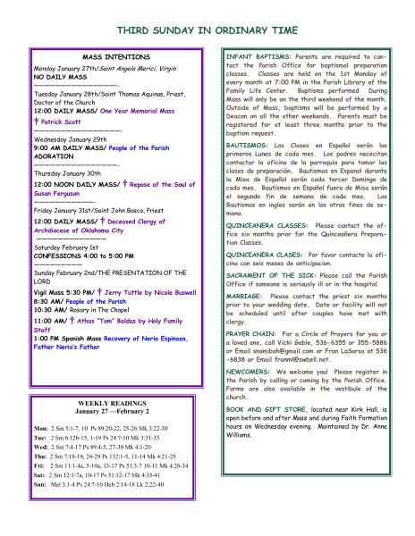 Bulletin January 26, 2014