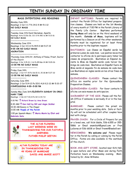 Bulletin June 9, 2013