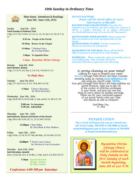 Bulletin June 5th, 2016