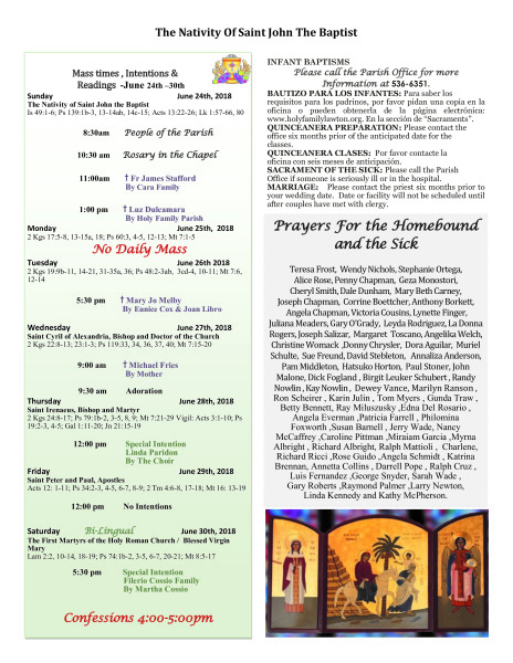 Bulletin June 24th ,2018