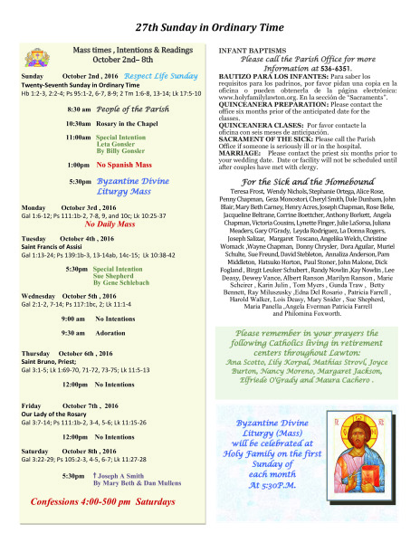 Bulletin October 2nd,2016