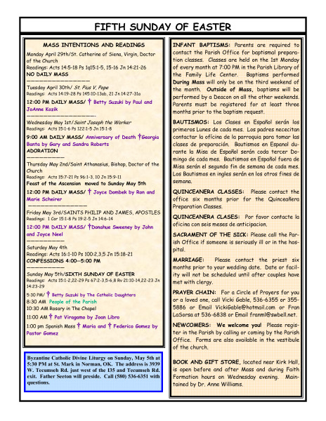 Bulletin April 28, 2013