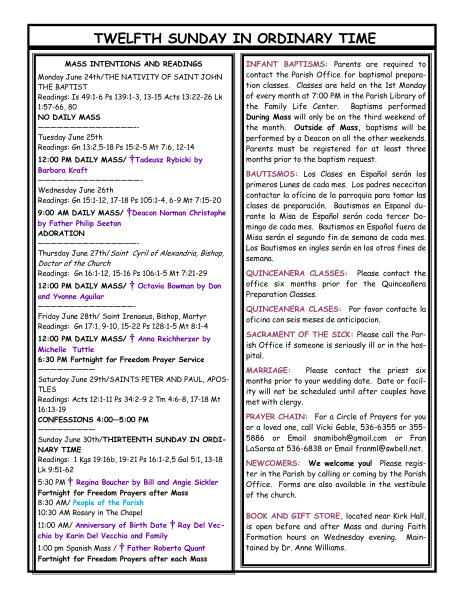 Bulletin June 23, 3013