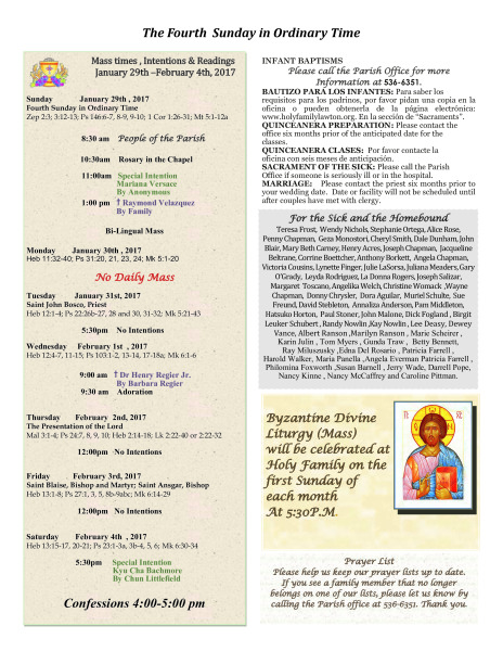 Bulletin January 29th, 2017