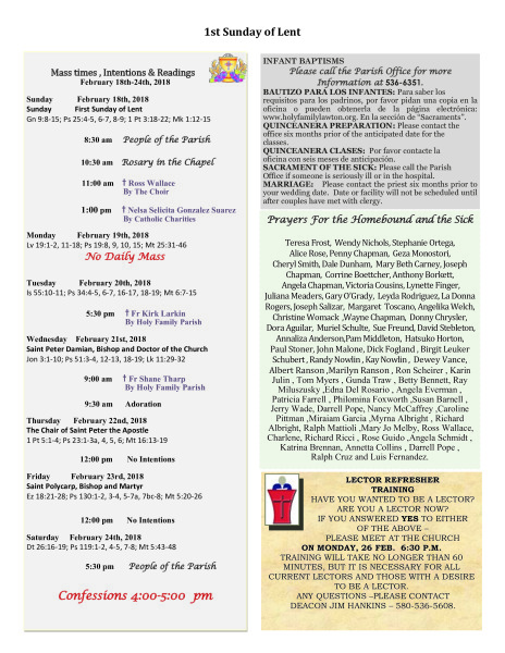 Bulletin February 18th, 2018