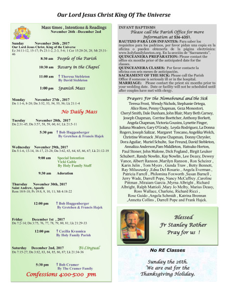 Bulletin November 26th, 2017