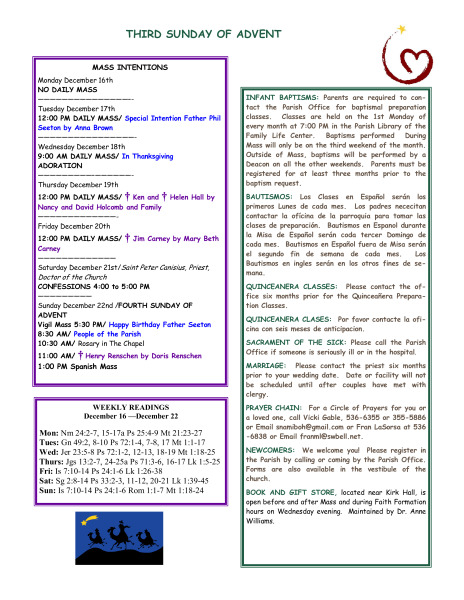 Bulletin December 15, 2013