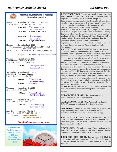 Bulletin November 1st, 2015