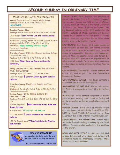 Bulletin January 20, 2013