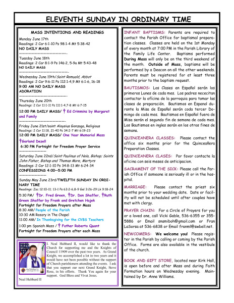 Bulletin June 16, 2013