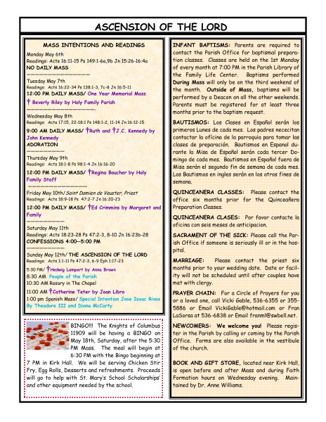 Bulletin May 5, 2013