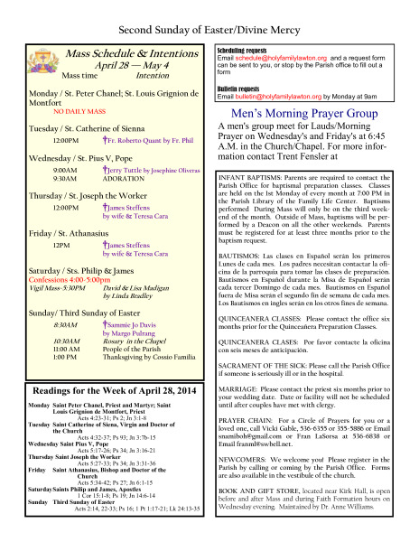 Bulletin April 27, 2014