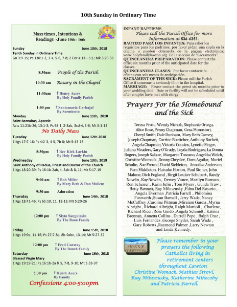 Bulletin June 10th, 2018