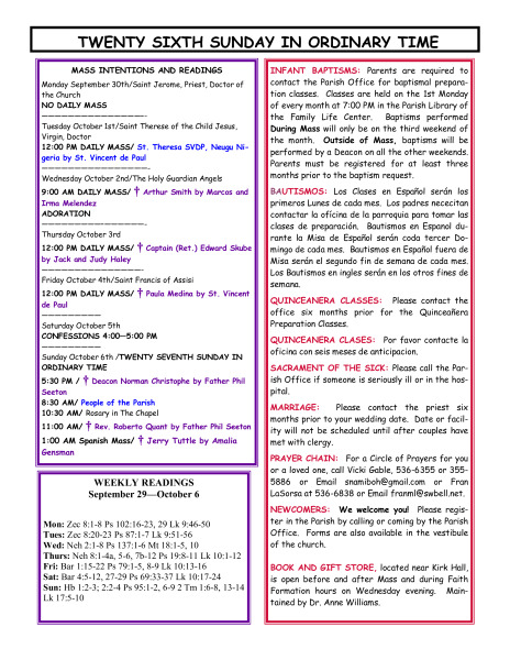 Bulletin September 29, 2013