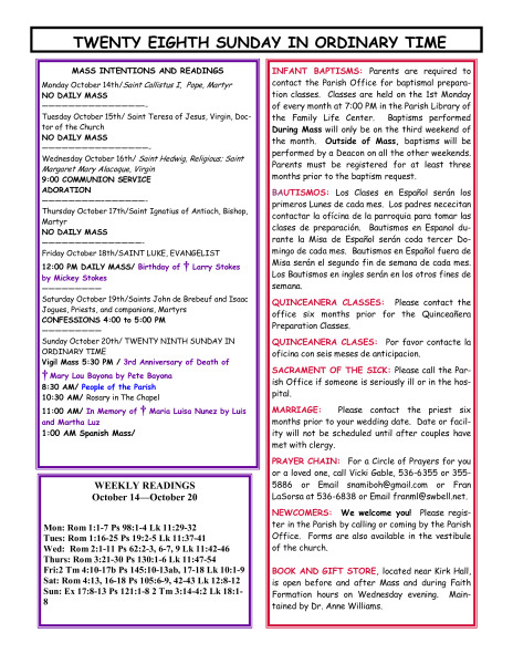 Bulletin October 13, 2013