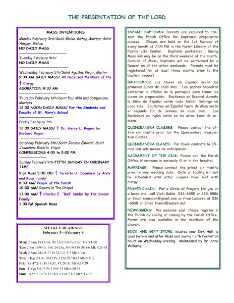 Bulletin February 2, 2014