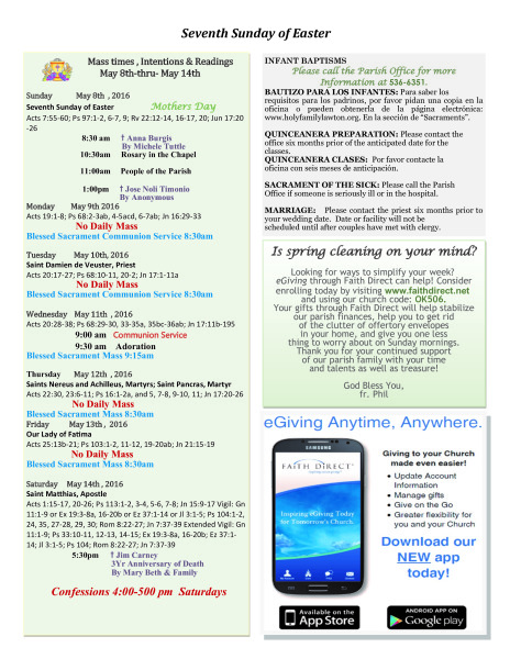 Bulletin May 8th, 2016