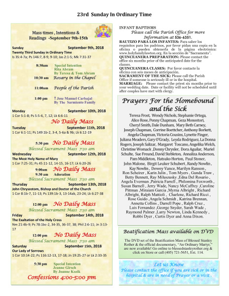 Bulletin September 9th, 2018