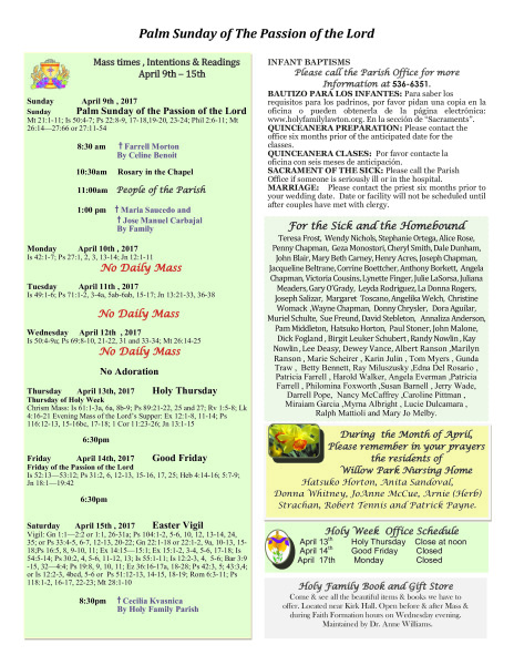 Bulletin April 9th, 2017