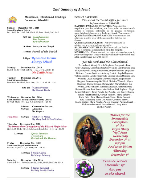 Bulletin December 4th, 2016
