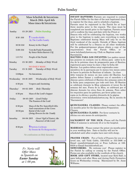 Bulletin March 29th,2015