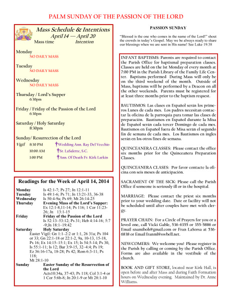 Bulletin April 13, 2014