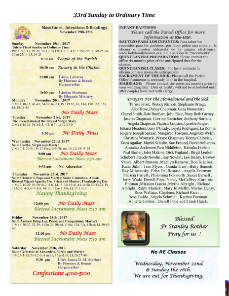Bulletin November 19th, 2017