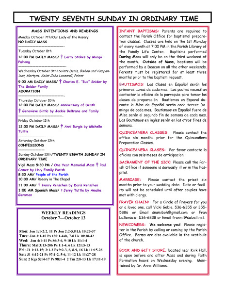 Bulletin October 6, 2013