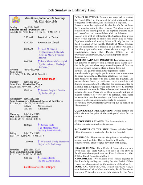 Bulletin July 12, 2015