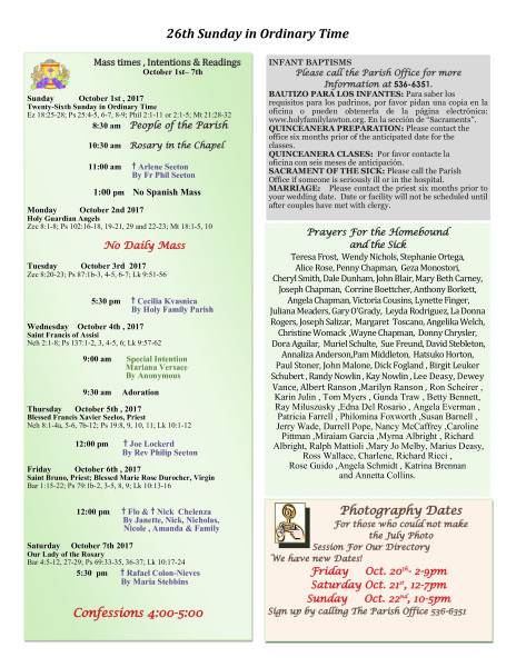 Bulletin October 1st, 2017