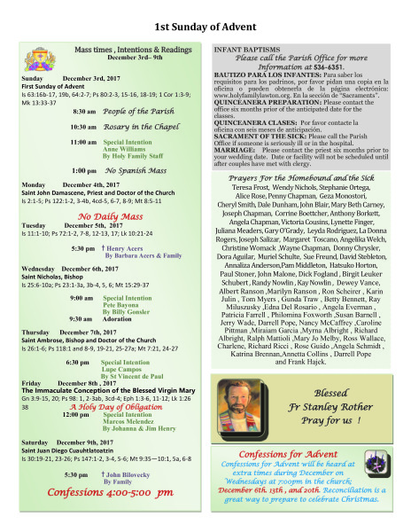 Bulletin December 3rd, 2017