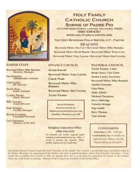 Bulletin May 12th, 2024