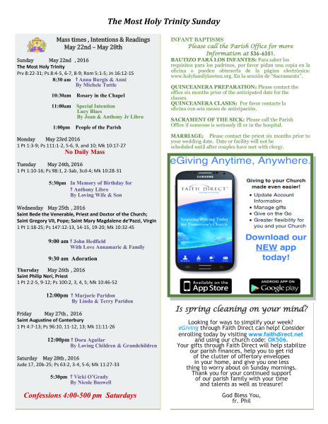 Bulletin May 22nd, 2016