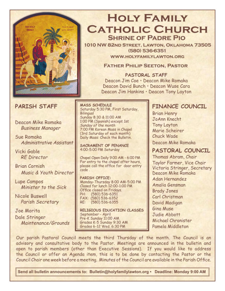 Bulletin January 20th, 2019